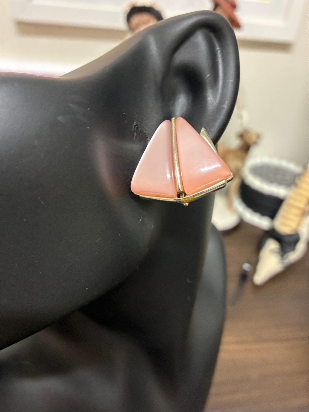 Coro Vintage 1950s Mid-Century Modern Lucite Stud Clip-On Earrings